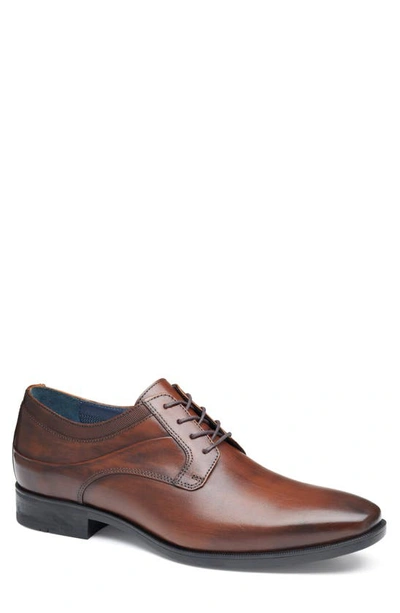 Johnston & Murphy Gibbons Plain Toe Derby In Mahogany Full Grain