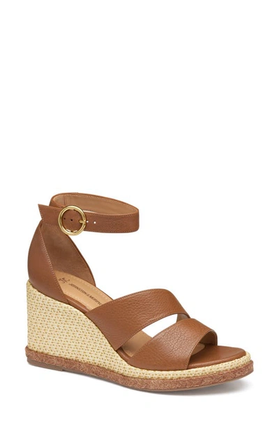 Johnston & Murphy Marcia Platform Wedge Sandal In Cognac Calfskin