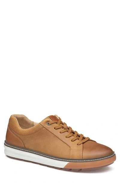 Johnston & Murphy Mcguffey Waterproof Lace To Toe Sneaker In Tan Oiled Waterproof Full Grai