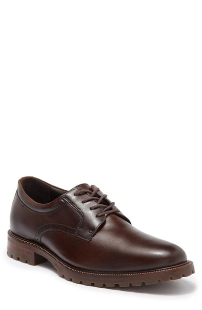 Johnston & Murphy Stratford Plain Toe Derby In Mahogany