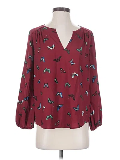 Pre-owned Joie 3/4 Sleeve Blouse In Burgundy