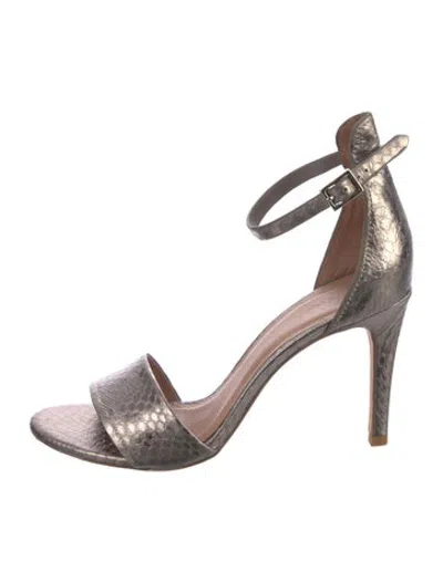 Pre-owned Joie Leather Animal Print Sandals In Grey