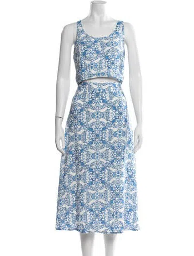 Pre-owned Joie Patterned Ruffle Embellishment Skirt Set In Blue