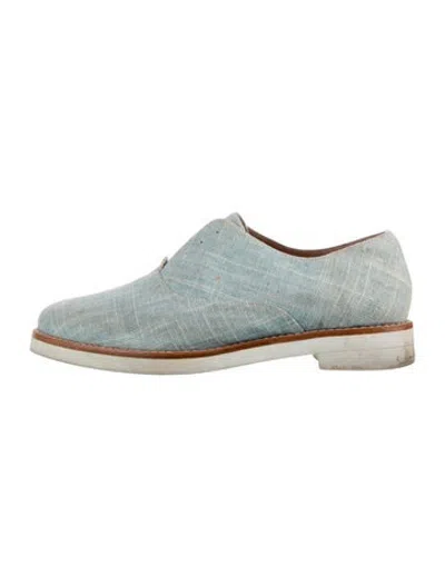 Pre-owned Joie Plaid Print Loafer Sneakers In Blue