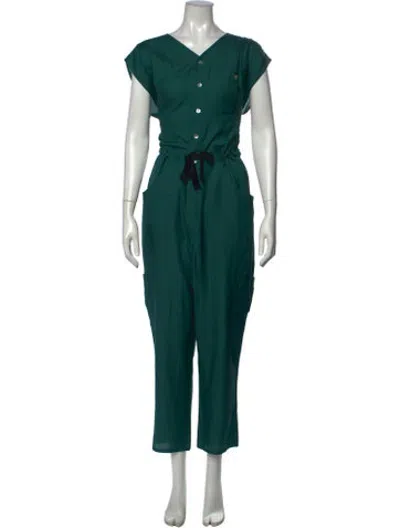 Pre-owned Joie V-neck Jumpsuit In Green