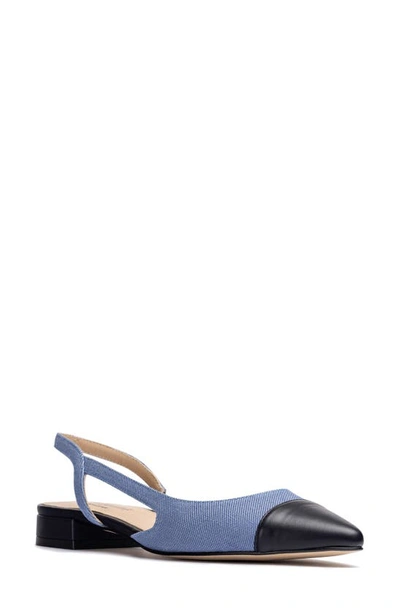 Jon Josef Rio Slingback Pointy Toe Flat In Denim Combo