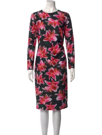 Pre-owned Jonathan Cohen Floral Print Knee-length Dress In Black