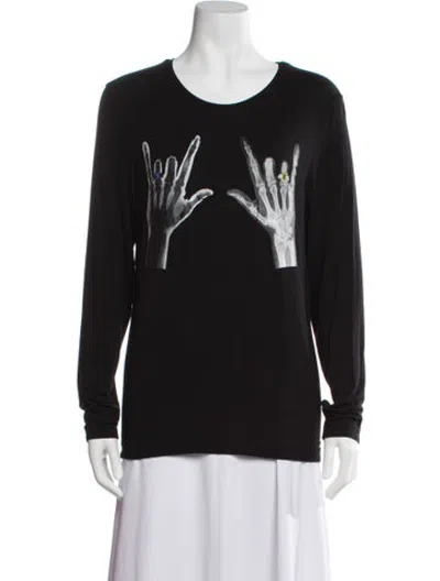 Pre-owned Jonathan Cohen Graphic Print Crew Neck Top In Black