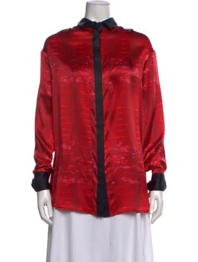 Pre-owned Jonathan Cohen Silk Printed Blouse In Red