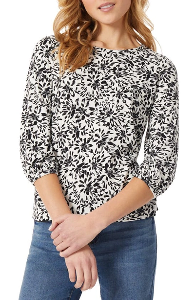 Jones New York Floral Moss Crepe Top In White