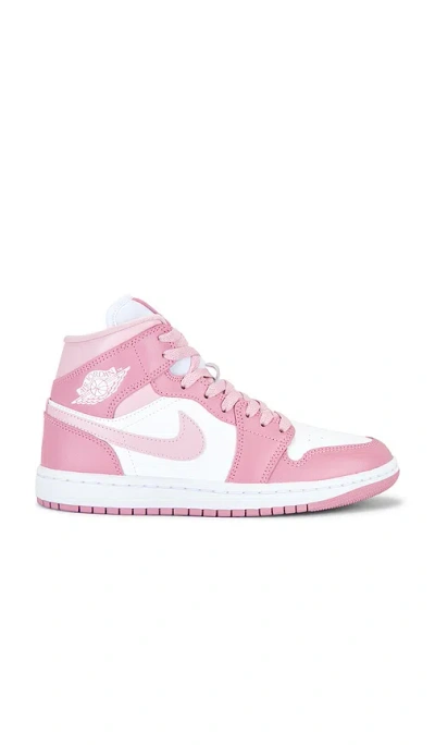 Jordan Air  1 Mid Sneaker In Elemental Pink  Sail & Iced Carmine