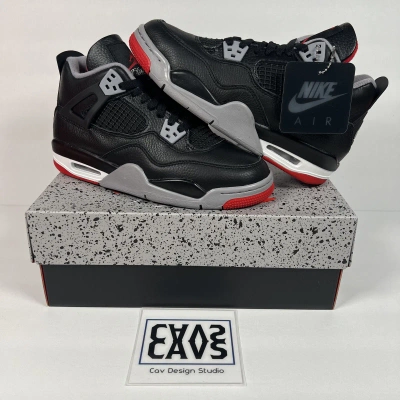 Pre-owned Jordan Air  4 Retro Bred Reimagined Gs Fq8213-006 - Size 7y - Brand In Hand In Black