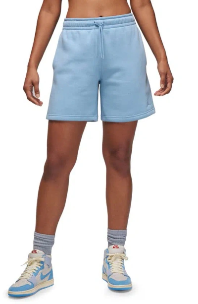 Jordan Brooklyn Fleece Drawstring Shorts In Blue Grey/ White