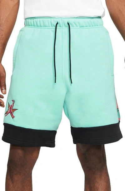 Jordan Men's Aj11 Fleece Shorts In Tropical Twist In Blue