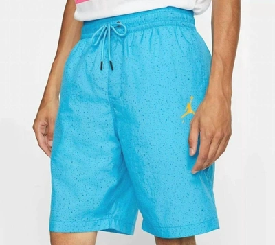 Jordan Men's Cement Poolside Shorts In Light Blue Fury/ University Gold