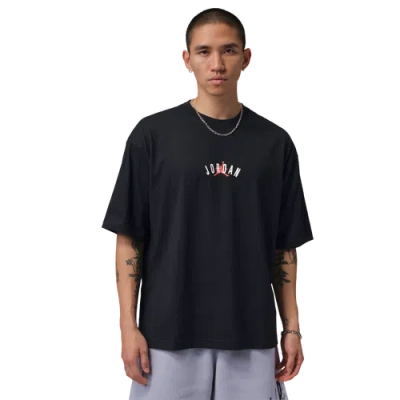 Jordan Mens  Back Stretch Oversized Short Sleeve Crew In White/black