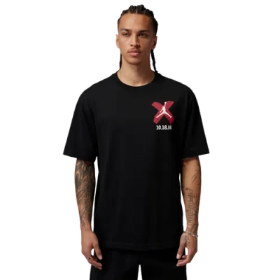 Jordan Mens  Brooklyn Banned Graphic Short Sleeve Crew In Black/university Red