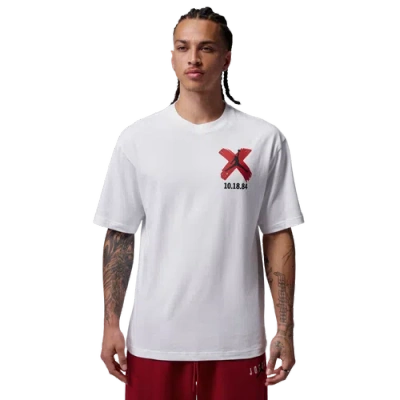 Jordan Mens  Brooklyn Banned Graphic Short Sleeve Crew In University Red/white