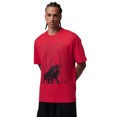 Jordan Mens  Brooklyn Toro Graphic Short Sleeve Crew In Fire Red/fire Red