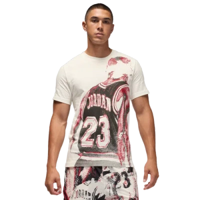 Jordan Mens  Dri-fit Sport Graphic Short Sleeve Crew In Sail/black