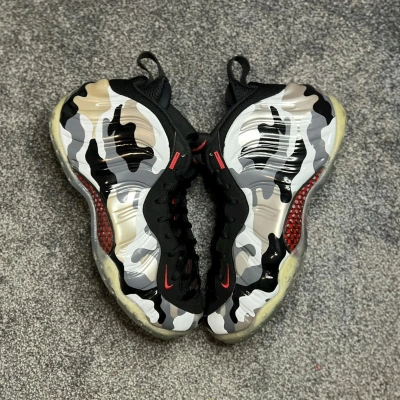 Pre-owned Jordan Nike Air Foamposite One Fighter Jet Size 9.5 Shoes In White