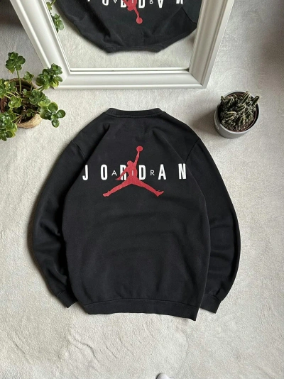 Pre-owned Jordan Nike Jordan Vintage Oversize Big Logo Streetwear Sweatshirt In Black