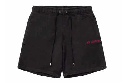 Pre-owned Jordan Wordmark Fleece Shorts Black