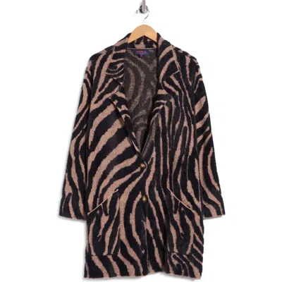 Joseph A Zebra Print Button Cardigan In Zebra Camel