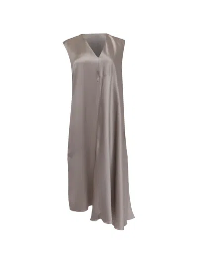 Pre-owned Joseph Carrol V-neck Midi Dress In Neutral