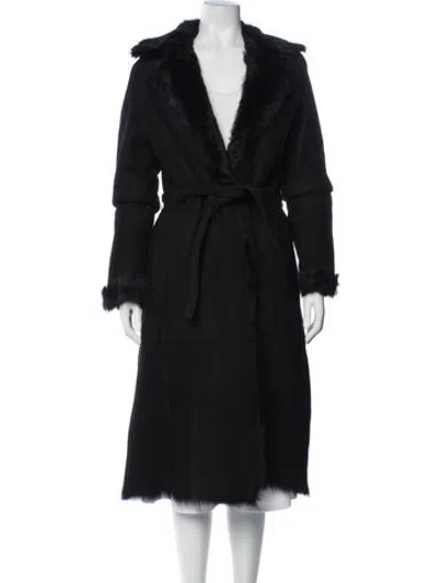 Pre-owned Joseph Faux Fur Coat In Black