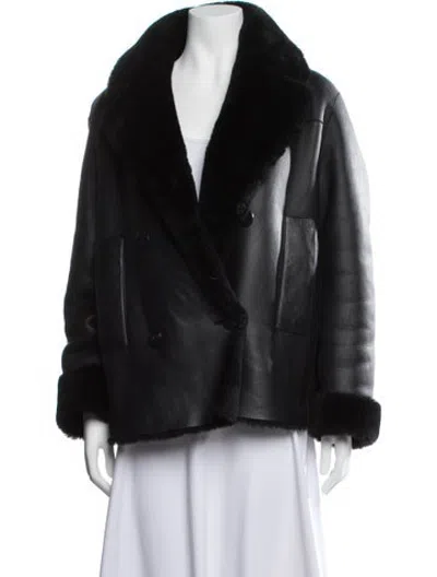 Pre-owned Joseph Lambskin Faux Fur Jacket In Black