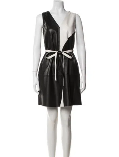Pre-owned Joseph Lambskin Mini Dress In Black
