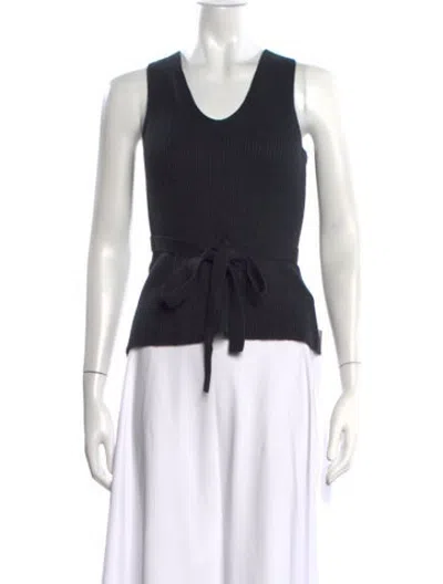 Pre-owned Joseph Linen V-neck Sweater In Black/metallic
