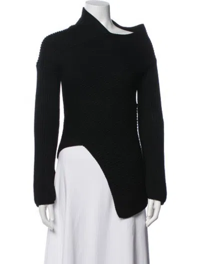 Pre-owned Joseph Merino Wool Asymmetrical Sweater In Black