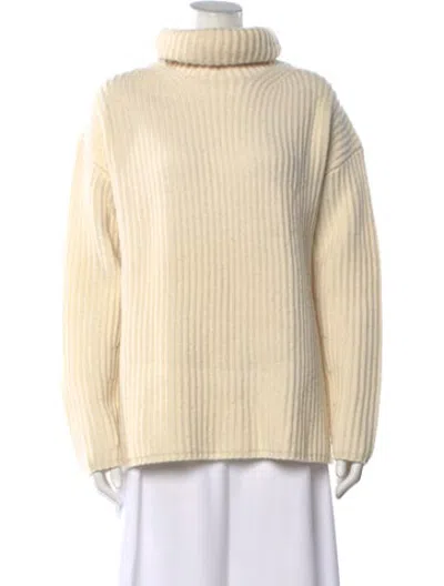 Pre-owned Joseph Merino Wool Turtleneck Sweater In White
