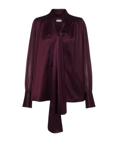 Joseph Paula Long-sleeve Chiffon Blouse In Burgundy