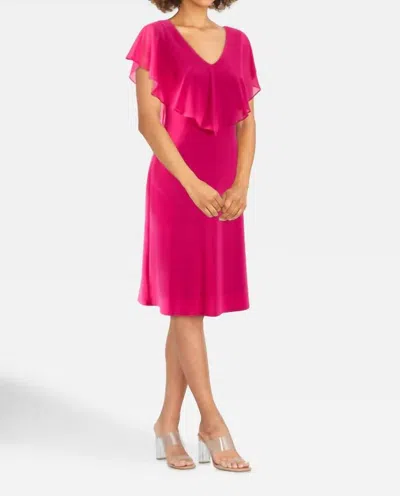 Joseph Ribkoff Chiffon Overlay Dress In Dazzle Pink In Multi
