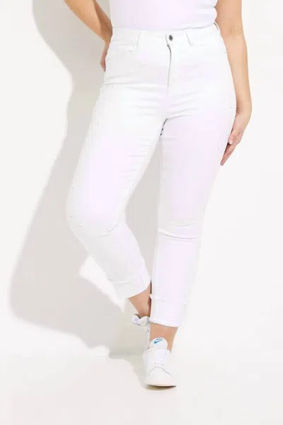 Joseph Ribkoff Crystal Crop Jean In White