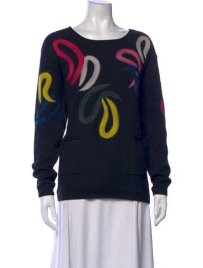 Pre-owned Joseph Ribkoff Graphic Print Crew Neck Sweater In Blue