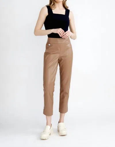 Joseph Ribkoff Leatherette Pull-on Pants In Tiger Eye In Brown