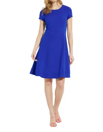 Joseph Ribkoff Short Sleeve Fit Flare Dress In Royal Sapphire In Blue