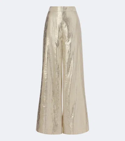 Joseph Selene Silk-blend Lamé Wide-leg Pants In Silver