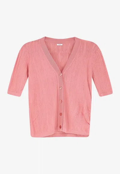 Joseph Sens Crinkled Knit Top In Pink
