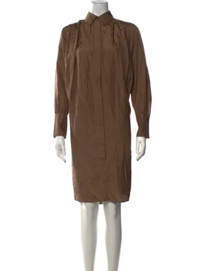Pre-owned Joseph Silk Knee-length Dress In Brown