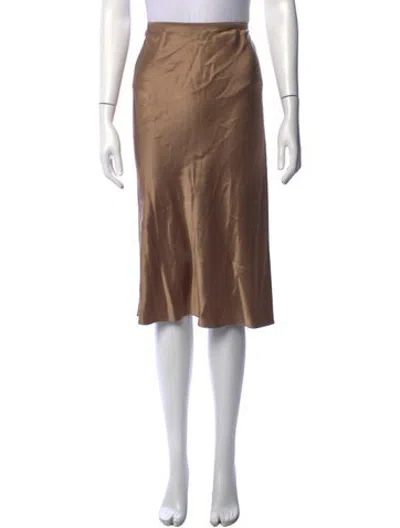 Pre-owned Joseph Silk Midi Length Skirt In Brown