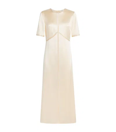 Joseph Silk Satin Aura Midi Dress In Neutral