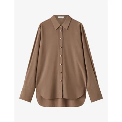 Joseph Womens Joe Relaxed-fit Silk Crepe De Chine Blouse Sable