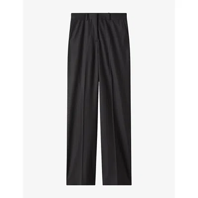 Joseph Womens Morissey Flared-leg Mid-rise Stretch-wool Trousers Graphite