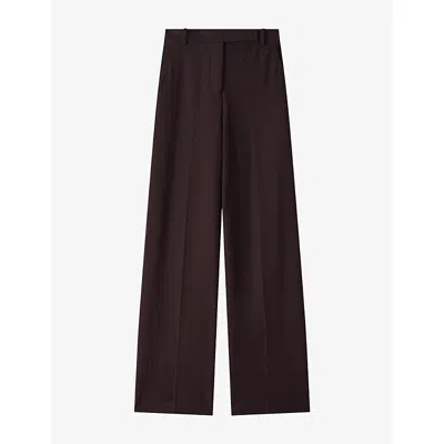 Joseph Womens Yukio Wide-leg High-rise Stretch-gabardine Trousers Mahogany