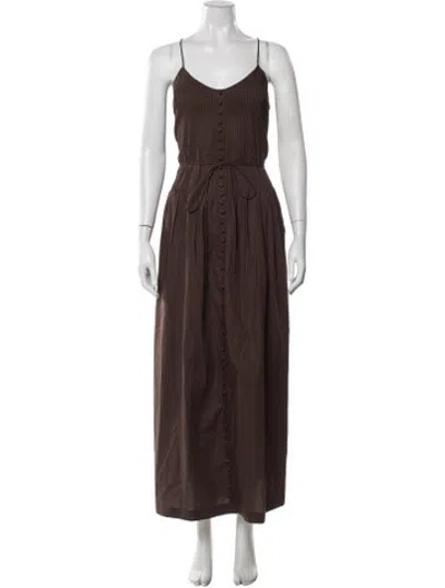 Pre-owned Joslin Halterneck Long Dress In Brown